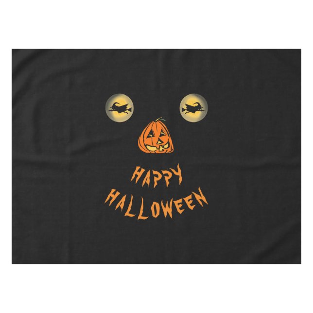 Happy Halloween Witchy Eyes And Pumpkin Nose Tablecloth (Front (Horizontal))