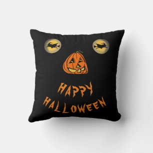 Happy Halloween Witchy Eyes And Pumpkin Nose Throw Pillow