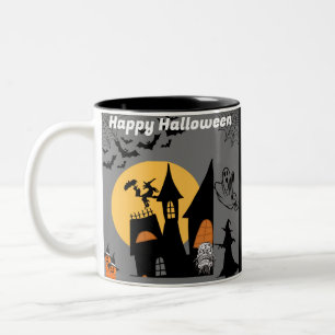 Happy Halloween witchy scary spirit Two-Tone Coffee Mug