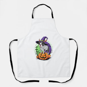 Happy Halloween with Boston Terrier Mummy & Witch Apron