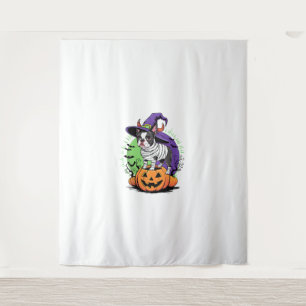 Happy Halloween with Boston Terrier Mummy & Witch  Tapestry