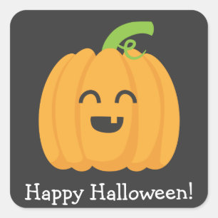 Happy Halloween with Cute Pumpkin Square Sticker