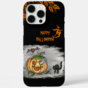 Happy Halloween with Ghost Cat Bat Pumpkin iPhone 16 Pro Max Case