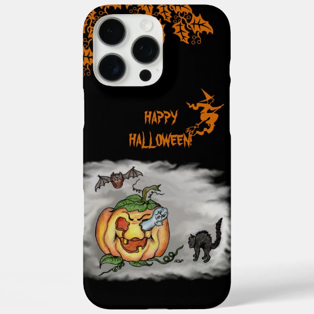 Happy Halloween with Ghost Cat Bat Pumpkin Case-Mate iPhone Case (Back)