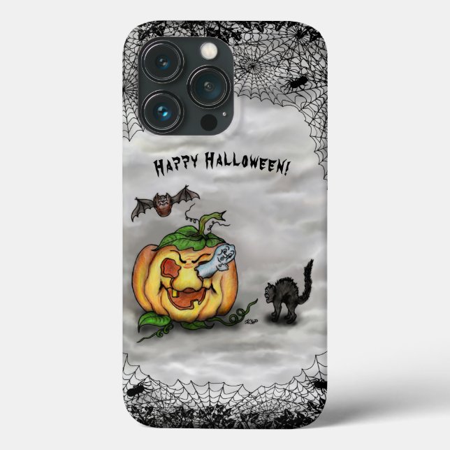 Happy Halloween with Ghost Cat Bat Pumpkin Case-Mate iPhone Case (Back)