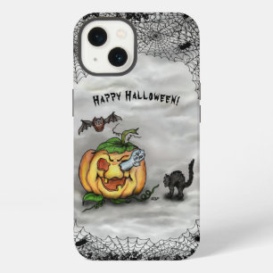 Happy Halloween with Ghost Cat Bat Pumpkin iPhone 13 Case