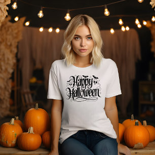 Happy Halloween with Ghosts & Bats T-Shirt
