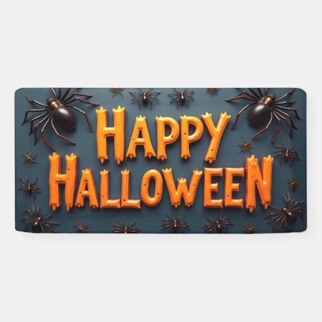 Happy Halloween With Spiders  Banner (Horizontal)