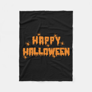 Happy Halloween with Spiders Fleece Blanket