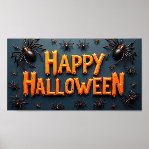 Happy Halloween With Spiders  Poster