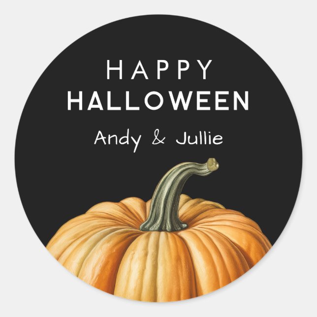 Happy Halloween with vintage pumpkin Classic Round Sticker (Front)