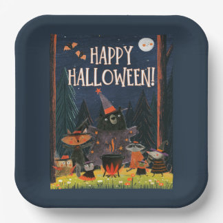 Happy Halloween Woodland Witches Paper Plate