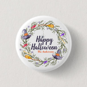 Happy Halloween Wreath Personalized Pin Button
