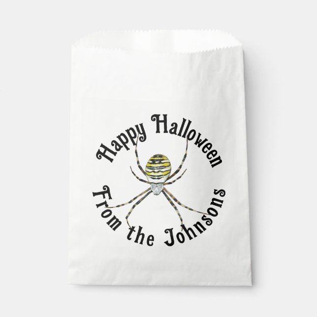 Happy Halloween yellow spider custom name Favour Bag (Front)