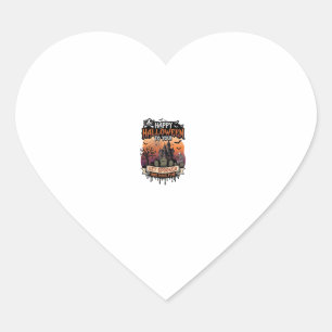 Happy Halloween You Haunted House Skeleton Bats_1 Heart Sticker