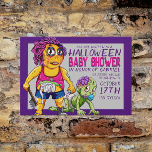 Happy Halloween   Zombie Baby Shower Postcard