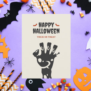 Happy Halloween Zombie Hand Trick or Treat Holiday Card