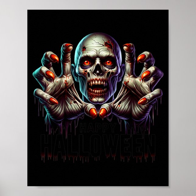 Happy Halloween Zombie Hands Funny Halloween Costu Poster (Front)