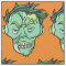 Happy Halloween Zombie Pattern Green Orange