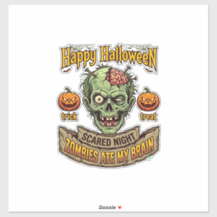 Happy Halloween Zombies Ate Brain Zombie Head Pump