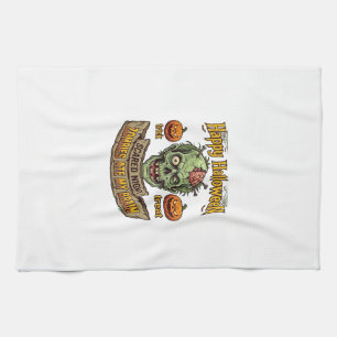 Happy Halloween Zombies Ate Brain Zombie Head Pump Kitchen Towel