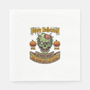 Happy Halloween Zombies Ate Brain Zombie Head Pump Napkin