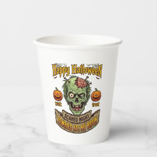 Happy Halloween Zombies Ate Brain Zombie Head Pump Paper Cups
