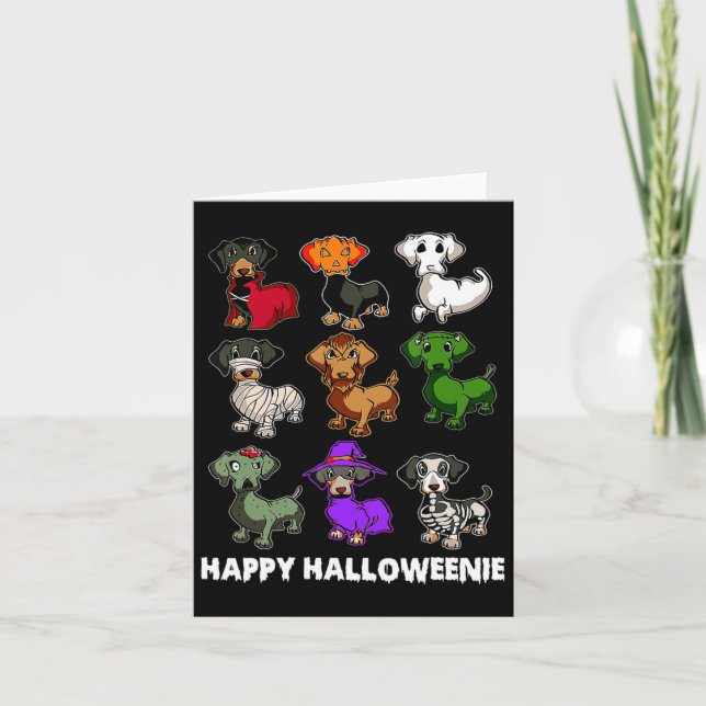 Happy Halloweenie Dachshund Dachshund Halloween Gi Card (Front)