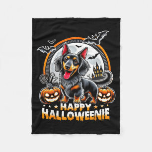 Happy Halloweenie Dachshund Dog Owner Funny Fleece Blanket