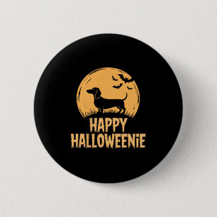 Happy Halloweenie Dachshund Witch Bats Halloween 2 Inch Round Button