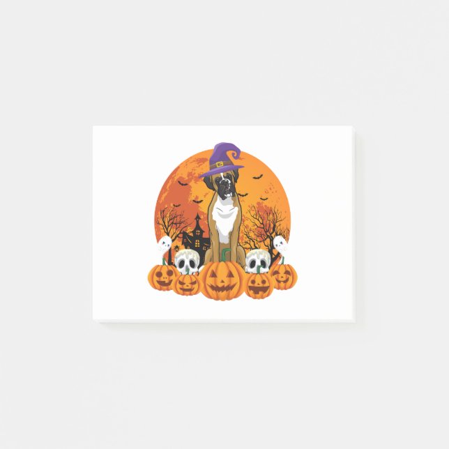 Happy Halloweiner Boxer Halloween Dog Post-it Notes (Front)