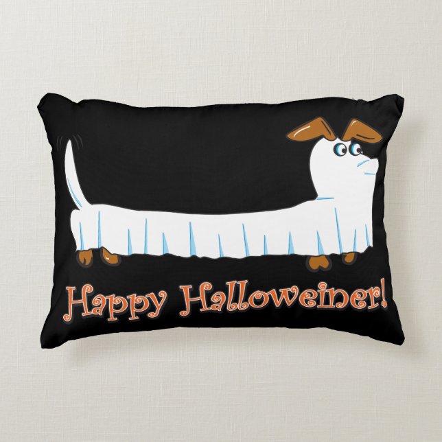 Happy Halloweiner Dachshund Decorative Pillow (Front)