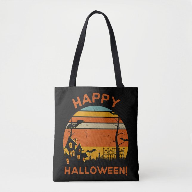 Happy Hallowen Retro Vintage Tote Bag (Front)