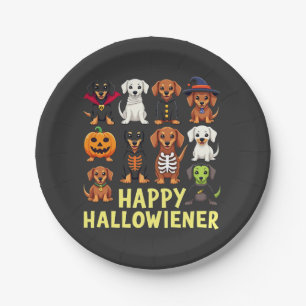 Happy Hallowiener Spooky Halloween Dog Weiner Paper Plate