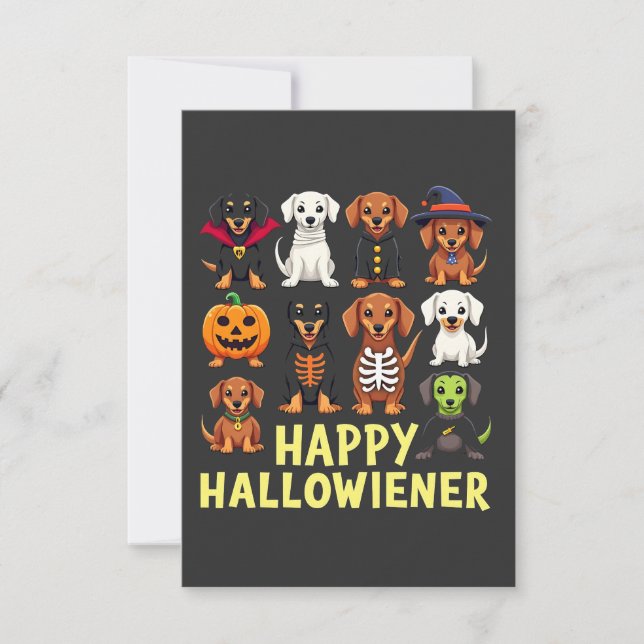 Happy Hallowiener Spooky Halloween Dog Weiner  RSVP Card (Front)