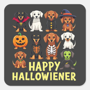 Happy Hallowiener Spooky Halloween Dog Weiner  Square Sticker