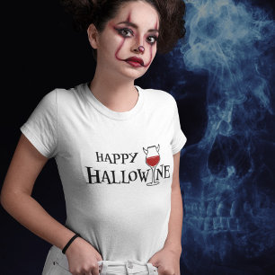 Happy Hallowine   Halloween Pun T-Shirt