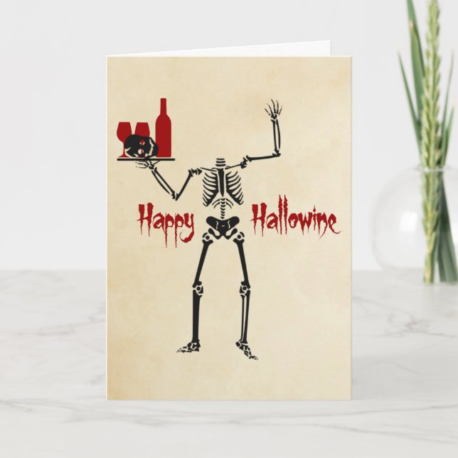 Happy Hallowine Headless Skeleton Card (Front)