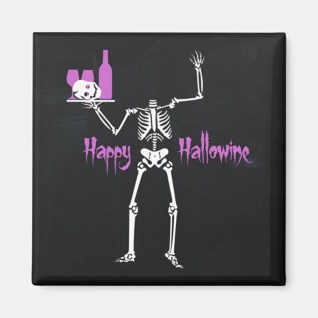 Happy Hallowine Headless Skeleton Magnet (Front)