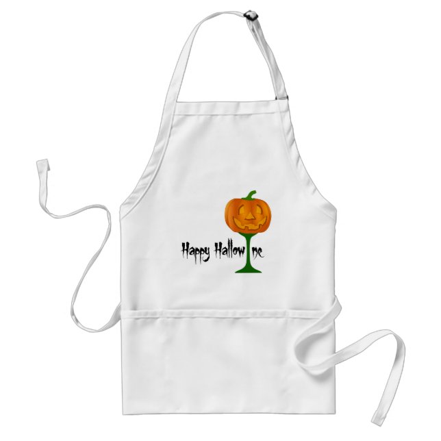 Happy Hallowine Pumpkin Wine Glass Halloween Standard Apron (Front)