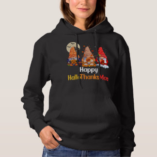 Happy Hallowthanksmas Santa Hat Pumpkin Turkey Gno Hoodie