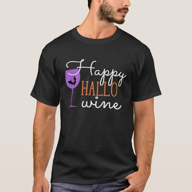 Happy Halo Wine Funny Halloween Costume T-Shirt (Front)