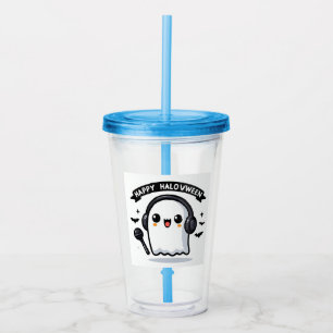Happy Halovween Ghost Singer Halloween Music Fan Acrylic Tumbler