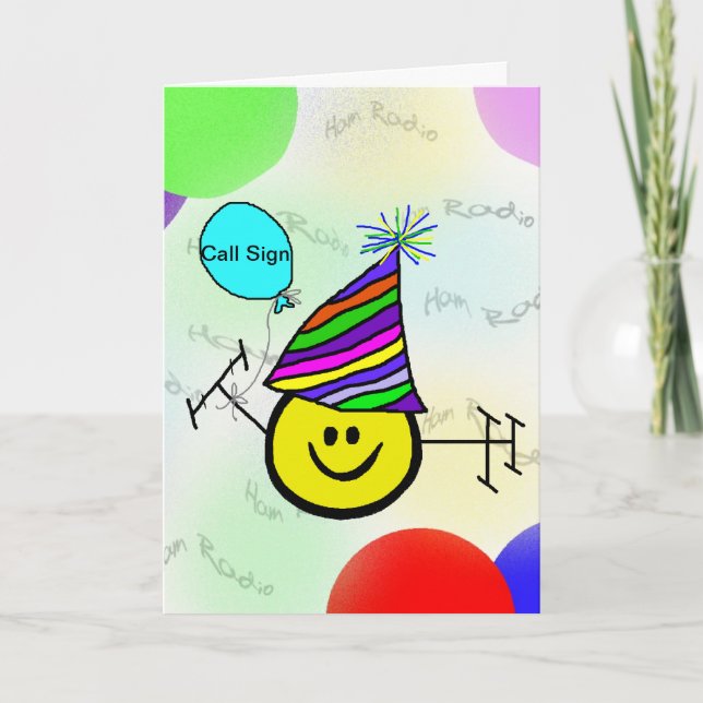 Happy Ham Ham Radio Birthday Card - Customize It! (Front)