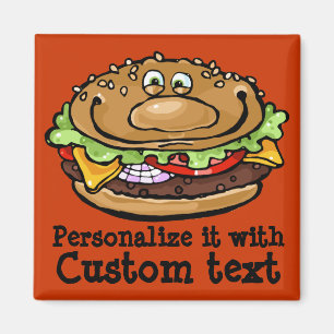 Happy Hamburger Funny BBQ Barbecue Grill Customize Magnet