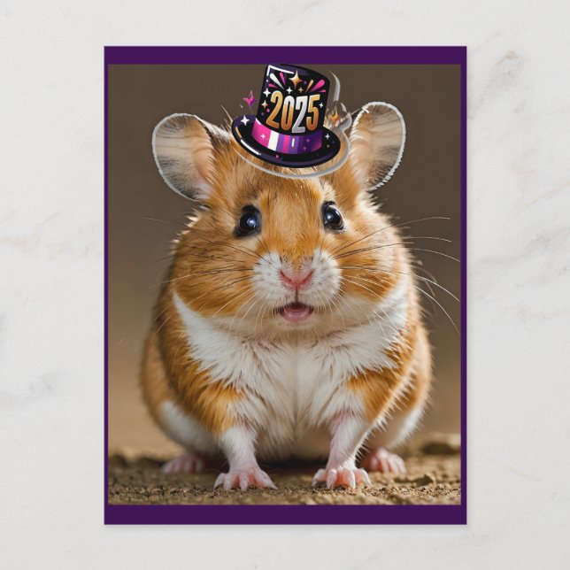 Happy Hammie New Year Holiday Postcard (Front)