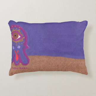 Happy Hamsa Goes Out at Night by Ashira Malka Decorative Pillow