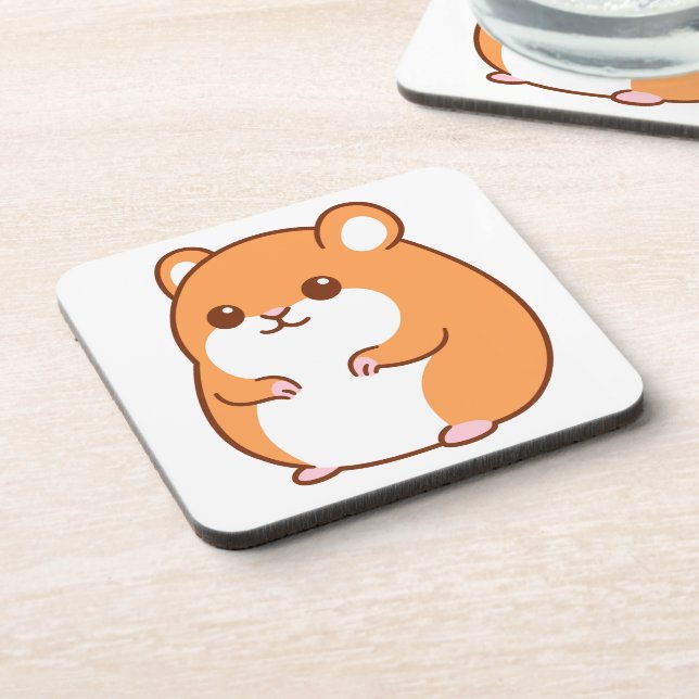 Happy Hamster Cork-Backed Coasters (Left Side)