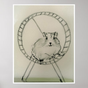 Happy Hamster Drawing - Art Print