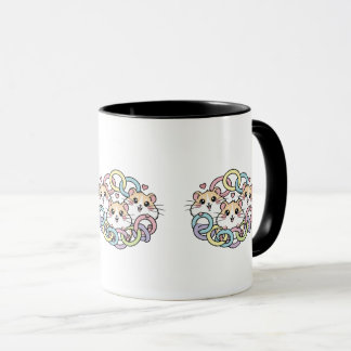Happy Hamsters in Pastel Rings Mug